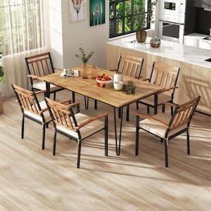 Outdoor Dining Table for 6 People with Natural & Black