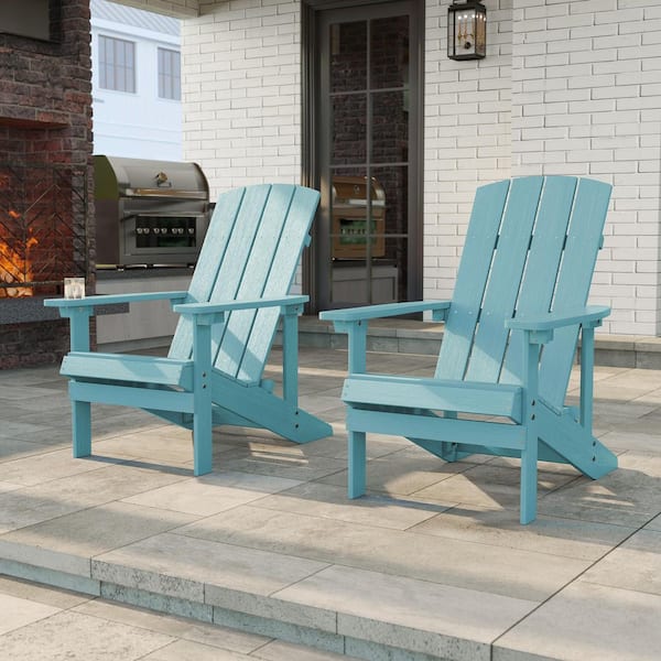 JOYESERY Turquoise HIPS Plastic Weather Resistant Adirondack Chair for Outdoors (2-Pack)