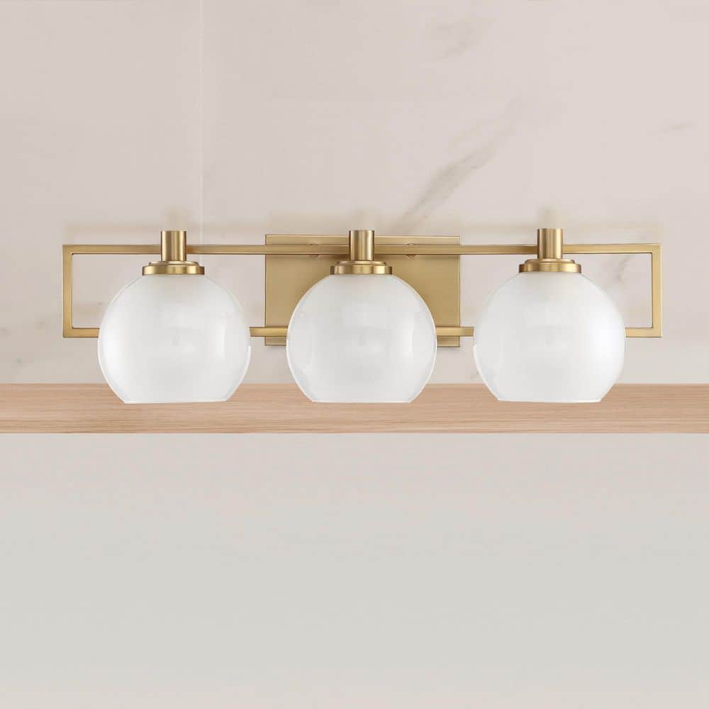 Cowen 24 in. 3-Light Brushed Gold Mid-century Vanity Light with Etched Glass Shades price history on PriceWatchPro