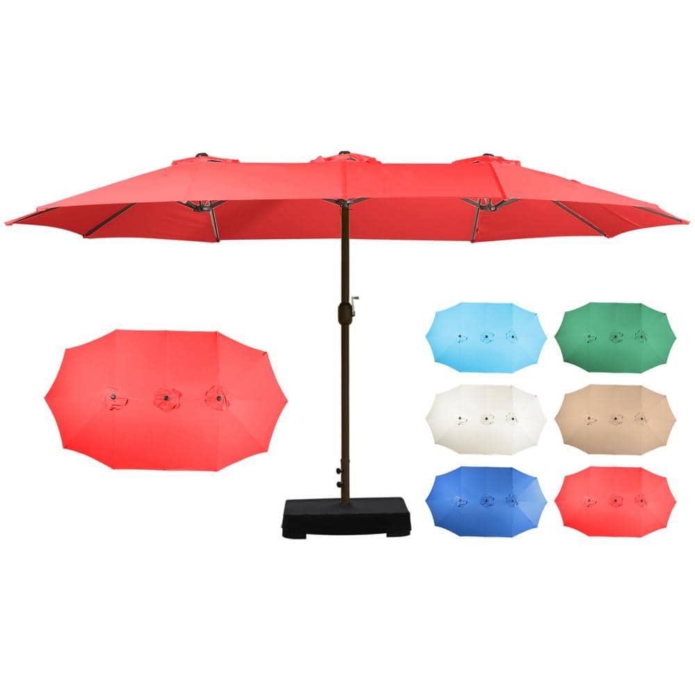 Wine Red 15 ft Double Sided Patio Umbrella with Steel Frame