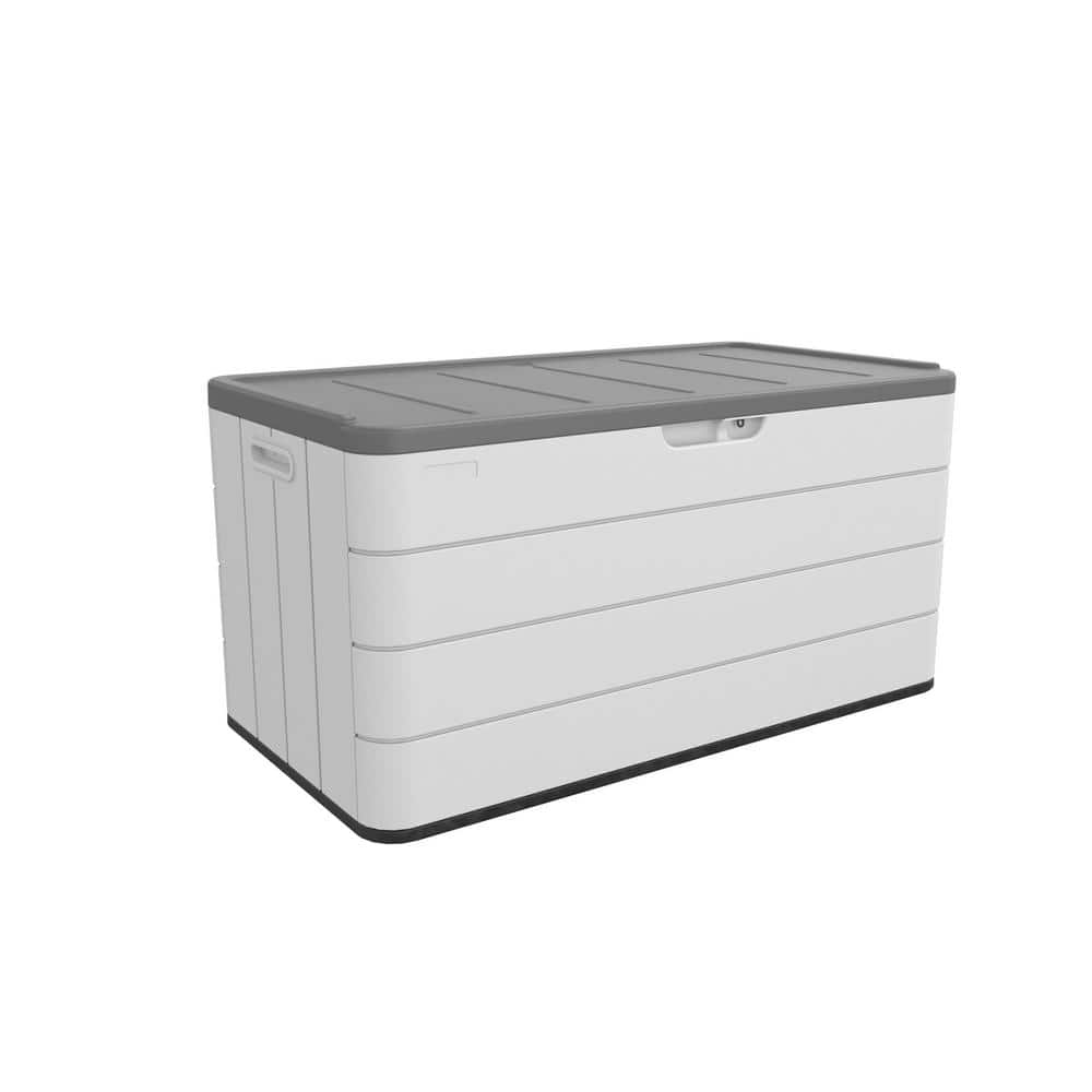 46'' White and Gray Lockable HDPE Outdoor Storage Cabinet
