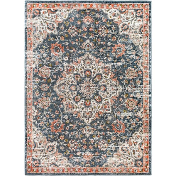 Livabliss Jamie Navy 5 ft. x 7 ft. Traditional Indoor Area Rug