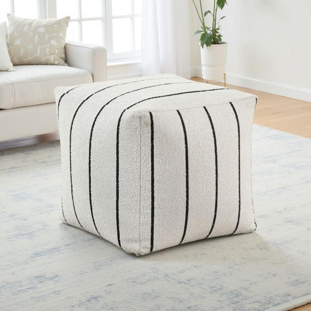 White and Black Fabric Jacquard, Square Modern Pouf Ottoman price history on PriceWatchPro