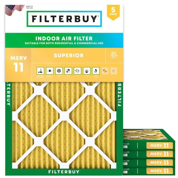 10 in. x 16 in. x 1 in. MERV 11 (FPR 7) Allergen Defense Pleated HVAC AC Furnace Air Filters Replacement (5-Pack)