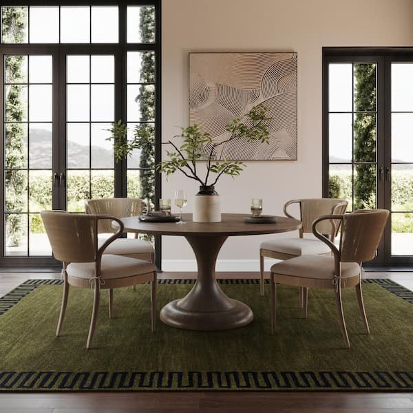 9 ft. x 12 ft. Green Taya Modern Bordered Indoor Area Rug