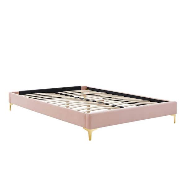 MODWAY Sutton Pink King Performance Velvet Platform Bed Frame