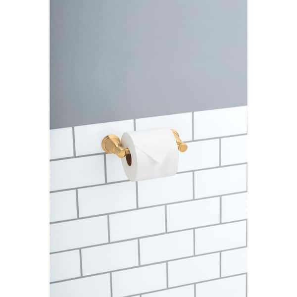 Foundations Design Series Wall Mounted Pivoting Toilet Paper Holder Bath Hardware Accessory in Brushed Gold
