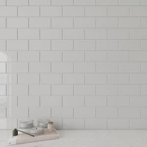Light Gray 3 in. x 6 in. x 8 mm Glass Subway Tile (5 sq. ft./case)