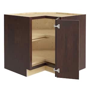 Franklin Stained Manganite Plywood Shaker Assembled Lazy Suzan Corner Kitchen Cabinet R 33 in W x 24 in D x 34.5 in H