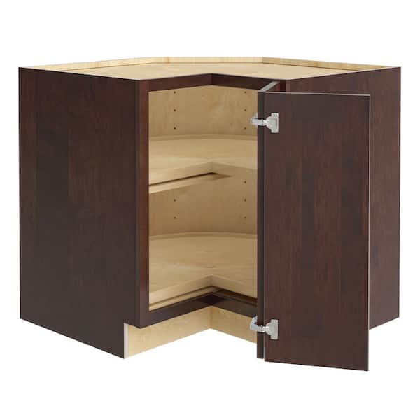 Home Decorators Collection Newport 33 in. W x 24 in. D x 34.5 in. H Assembled Plywood Corner Lazy Susan Base Kitchen Cabinet in Manganite RH
