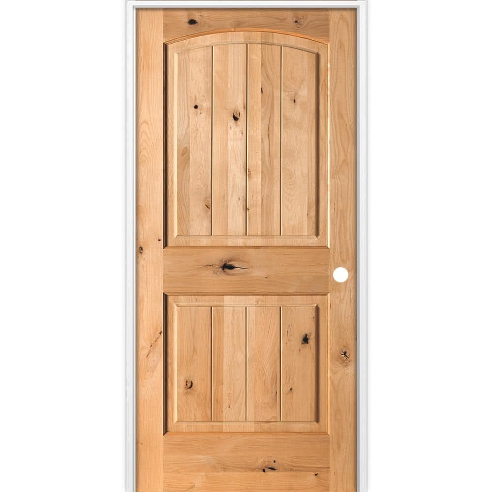30 in. x 80 in. Rustic 2-Panel Arch Top VG Left-Hand Cedar Stain Knotty Alder Wood Single Prehung Interior Door price history on PriceWatchPro
