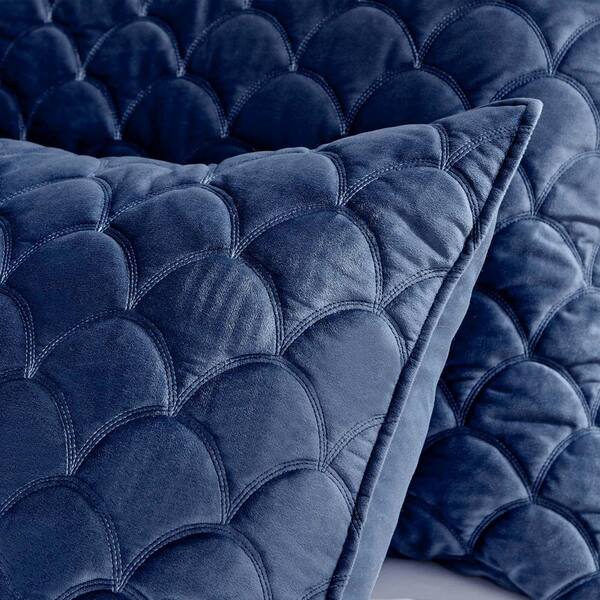 LEVTEX HOME Navy Velvet 3 Piece Navy Class Diamond Quilting Microfiber Full Queen Quilt Set L10922GFQS The Home Depot