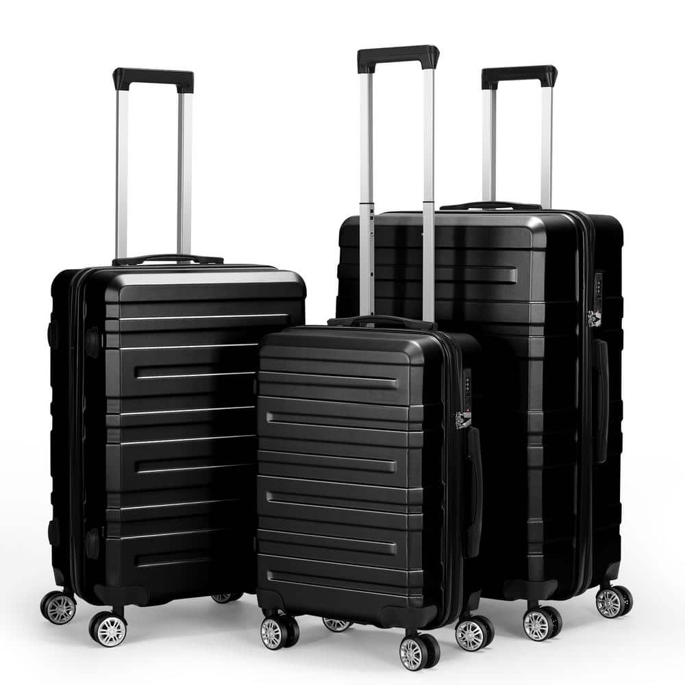 HIKOLAYAE Hikolayae Hardside Spinner Luggage Sets in Black, 3 Piece ...