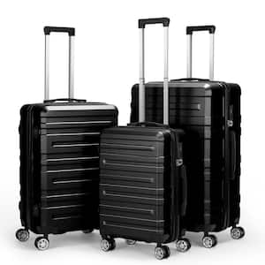 Hikolayae Hardside Spinner Luggage Sets in Black, 3 Piece, TSA Lock