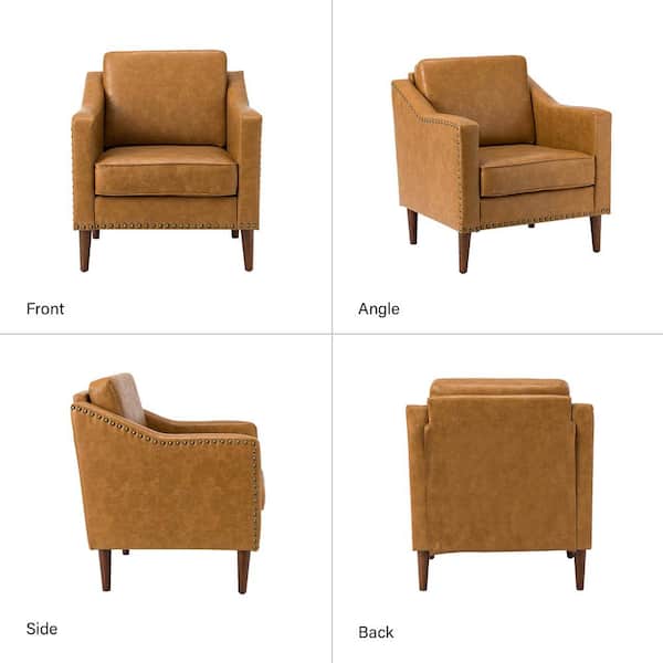 JAYDEN CREATION Celio 30 in. Camel Faux Leather Arm Chair