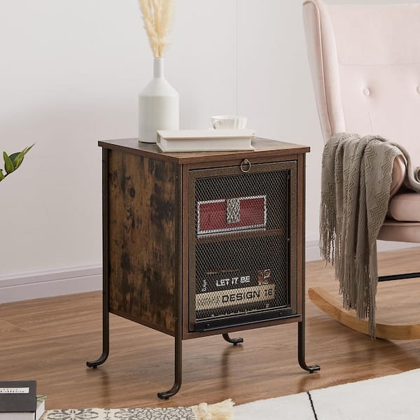 VECELO Rectangle Vintage Nightstand End/Side Table with Storage 