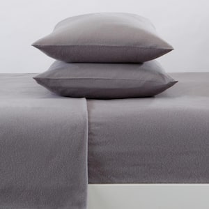 4-Piece Gray Solid 100% Premium Cotton King Flannel Sheet Set