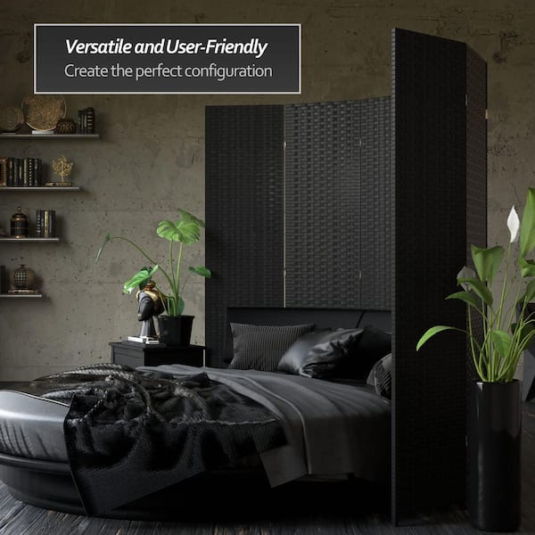 7 ft. Black 4-Panel Room Divider