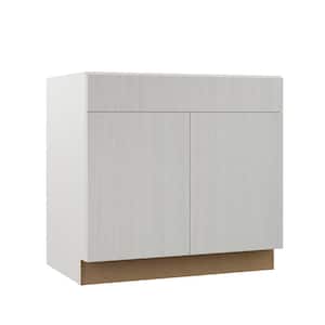 Designer Series Edgeley Assembled 36x34.5x23.75 in. Sink Base Kitchen Cabinet in Glacier