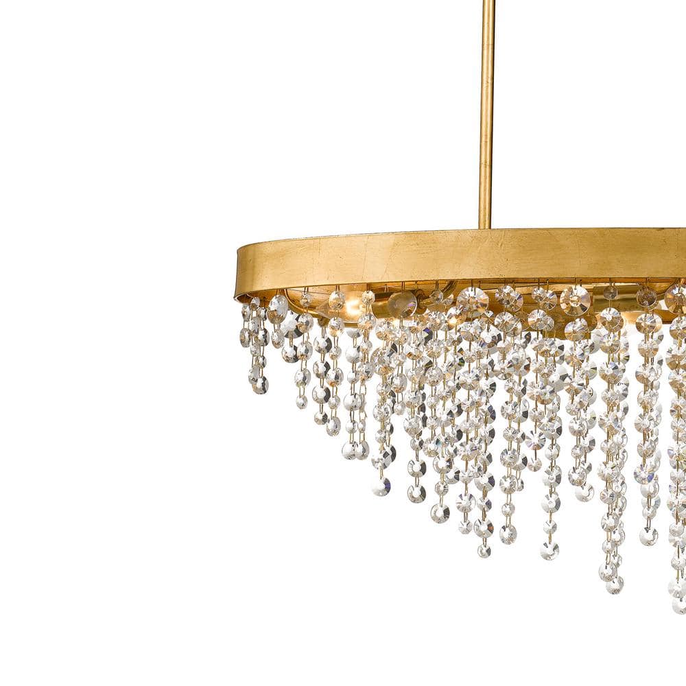 Antique Gold Crystal 8-Light Chandelier with Hand Cut Beads