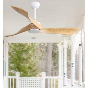 52 in. Indoor/Outdoor White Wood Ceiling Fan without Light 6 Speed Remote Control