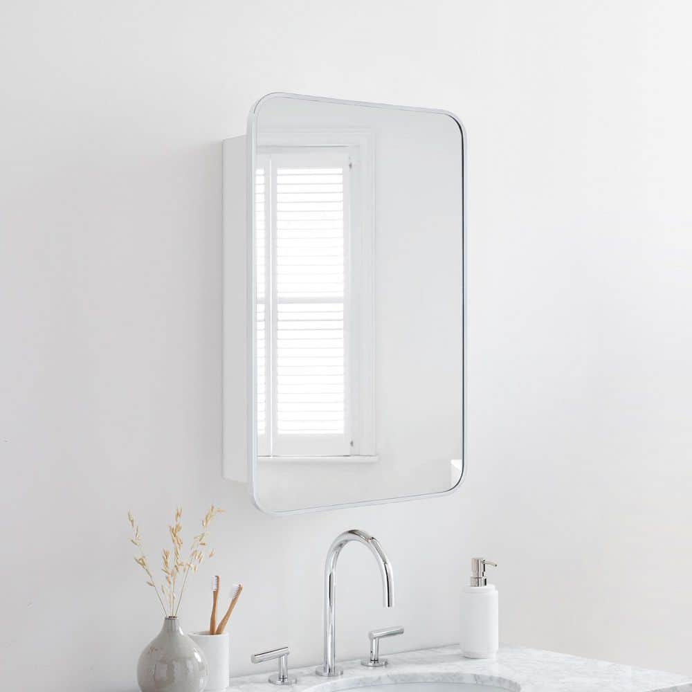 Garnes 17.5 in. W x 29 in. H Rectangular Recessed or Surface Mount Metal Framed Medicine Cabinet with Mirror in Chrome price history on PriceWatchPro