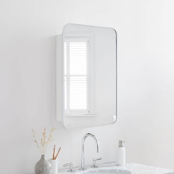 Garnes 17.5 in. W x 29 in. H Rectangular Recessed or Surface Mount Metal Framed Medicine Cabinet with Mirror in Chrome