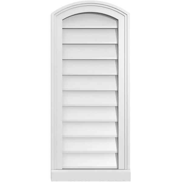 Ekena Millwork 14" x 32" Arch Top Surface Mount PVC Gable Vent: Functional with Brickmould Sill Frame