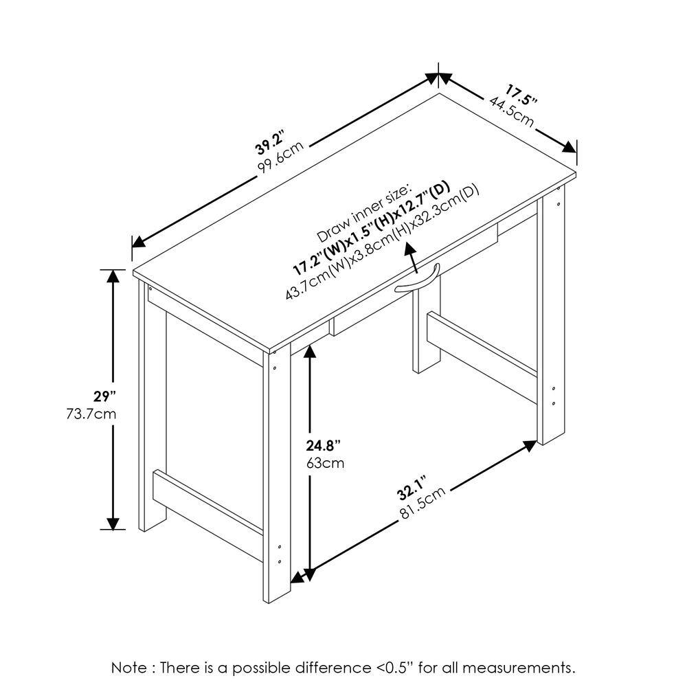 Sleek Black Composite Wood Writing Desk with Drawer