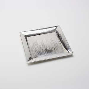 20 in. Silver Stainless Steel Hammered Square Platter
