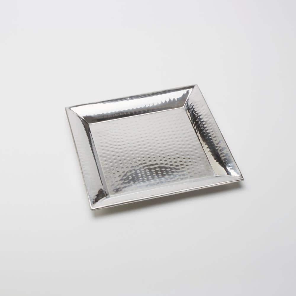 22" Square Hammered Stainless Steel Serving Tray