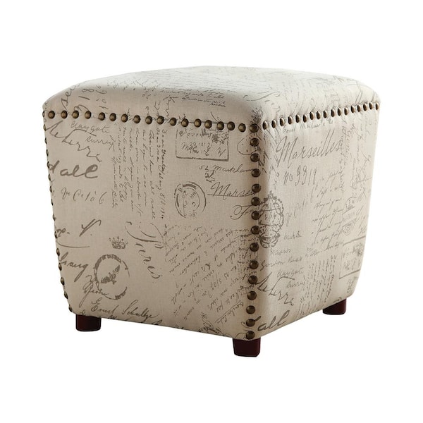 Adeco Foot Rest Ottoman Pet Stool - Beige-Linen