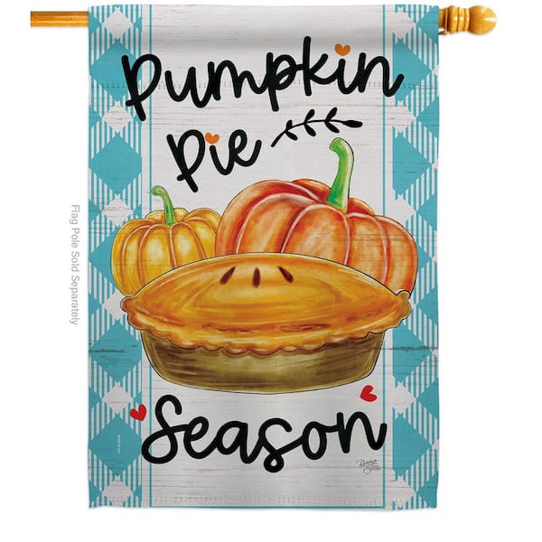 Breeze Decor 28 in. x 40 in. Pumpkin Pie Fall House Flag Double-Sided Decorative Vertical Flags