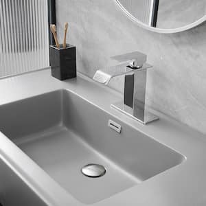 Single Hole Single-Handle Bathroom Sink Faucet With Deck Plate Pop Up Drain With Overflow in Polished Chrome