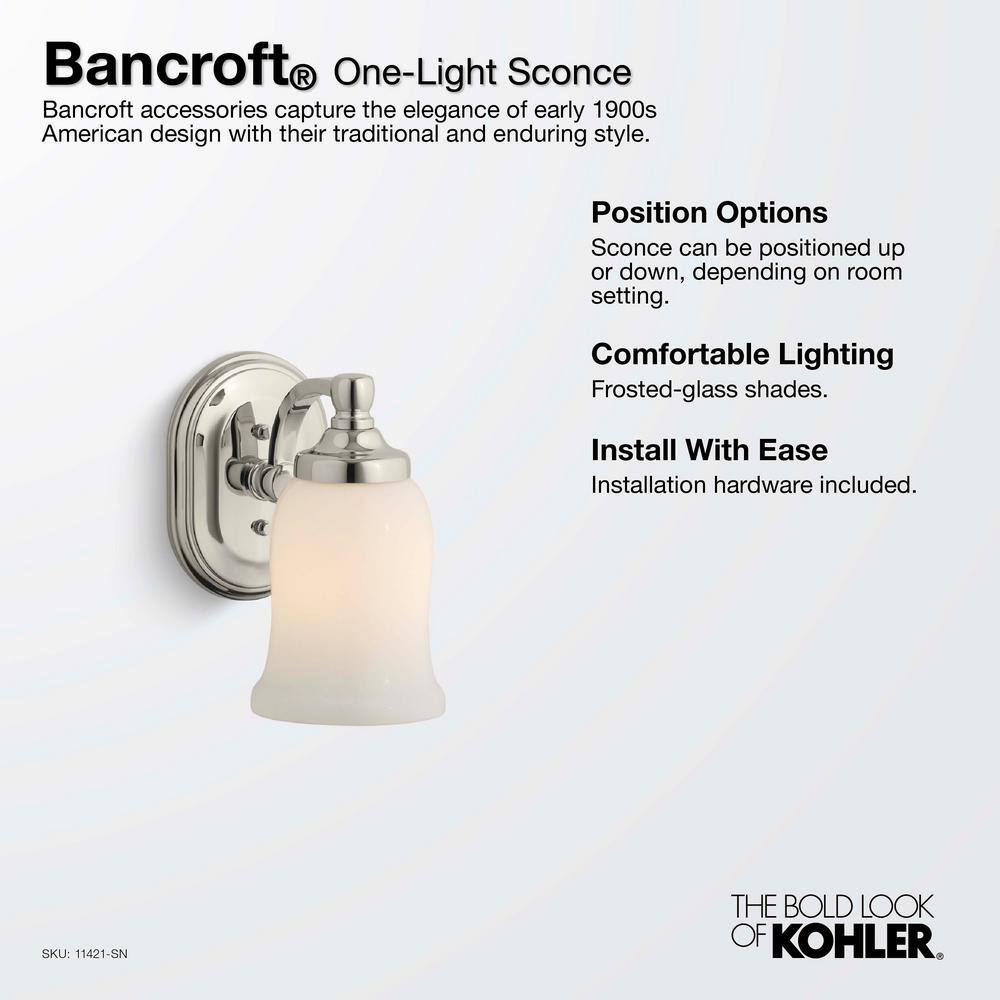 Bancroft Polished Chrome Single-Light Bathroom Wall Sconce