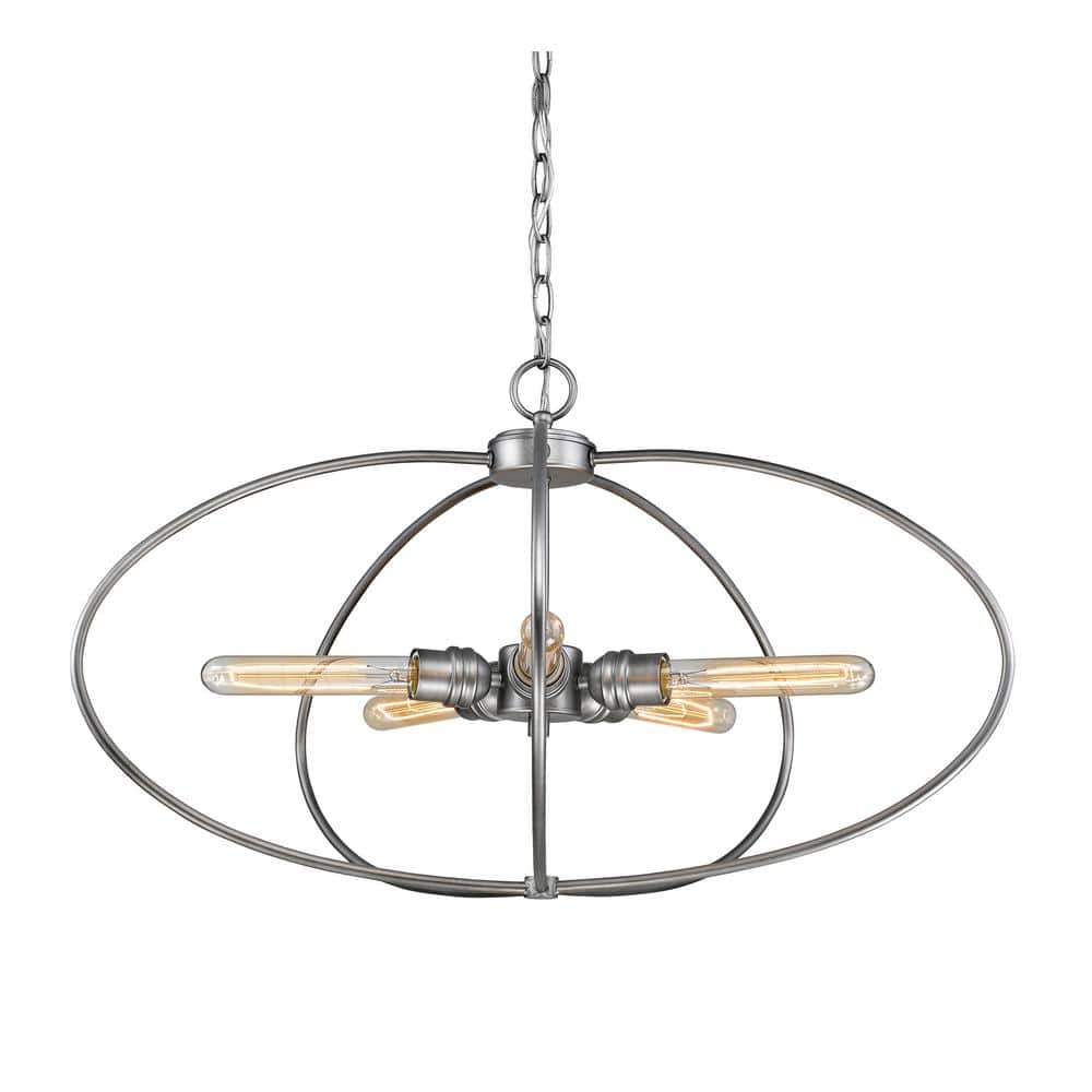 Persis 60-Watt 5-Light Old Silver Statement Pendant Light with No Bulb Incl