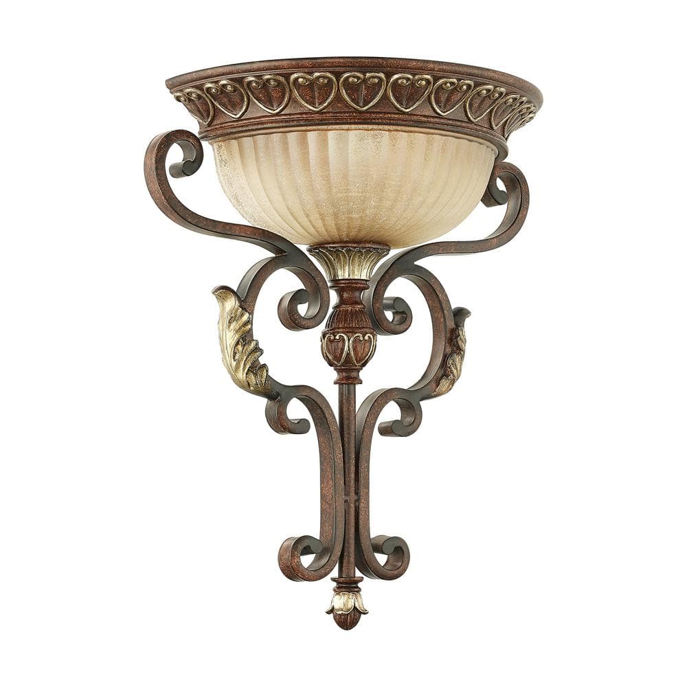 Villa Verona Bronze and Aged Gold Leaf 1-Light Wall Sconce