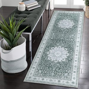 Gray 2 ft. x 6 ft. Vintage Persian Floral Print Modern Area Rug