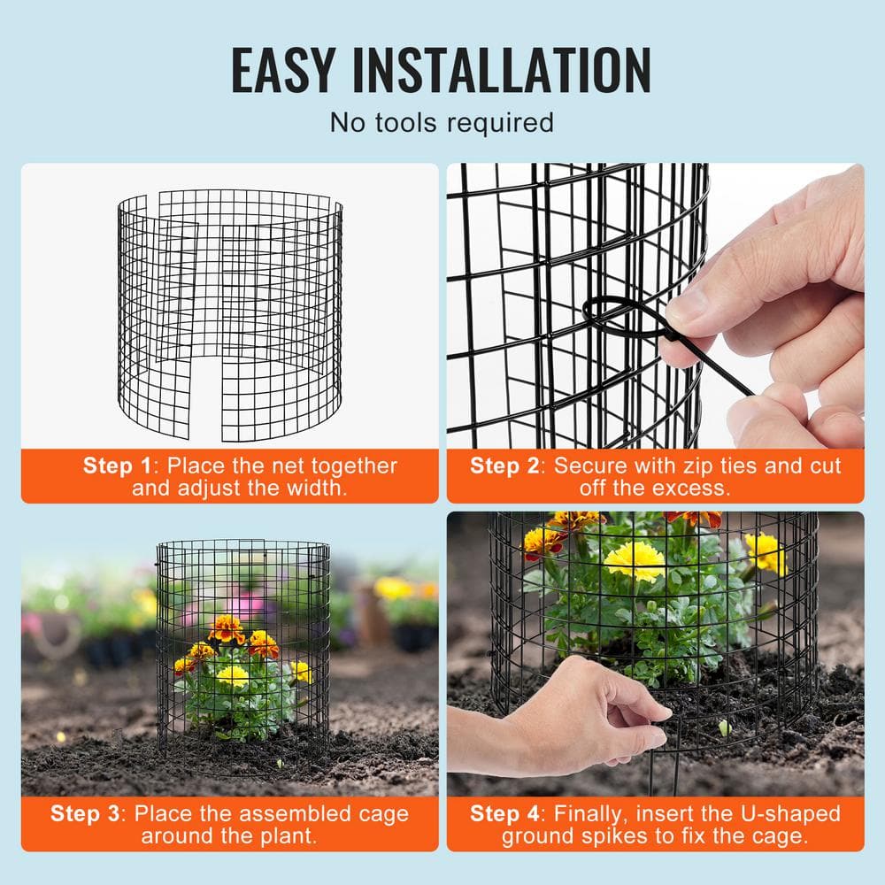 Black Metal Mesh Plant Protector Cage Set