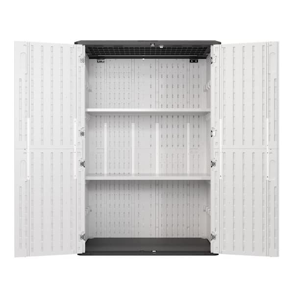 52 in. W x 30 in. D x 75 in. H White Resin Storage Shed with 2-Pieces Shelves