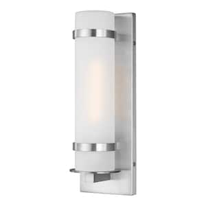 Alban Small 1-Light Satin Aluminum Outdoor Wall Mount Cylinder with LED Bulb