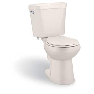 12 inch Rough In Two-Piece 1.28 GPF Single Flush Round Toilet in Biscuit Seat Included