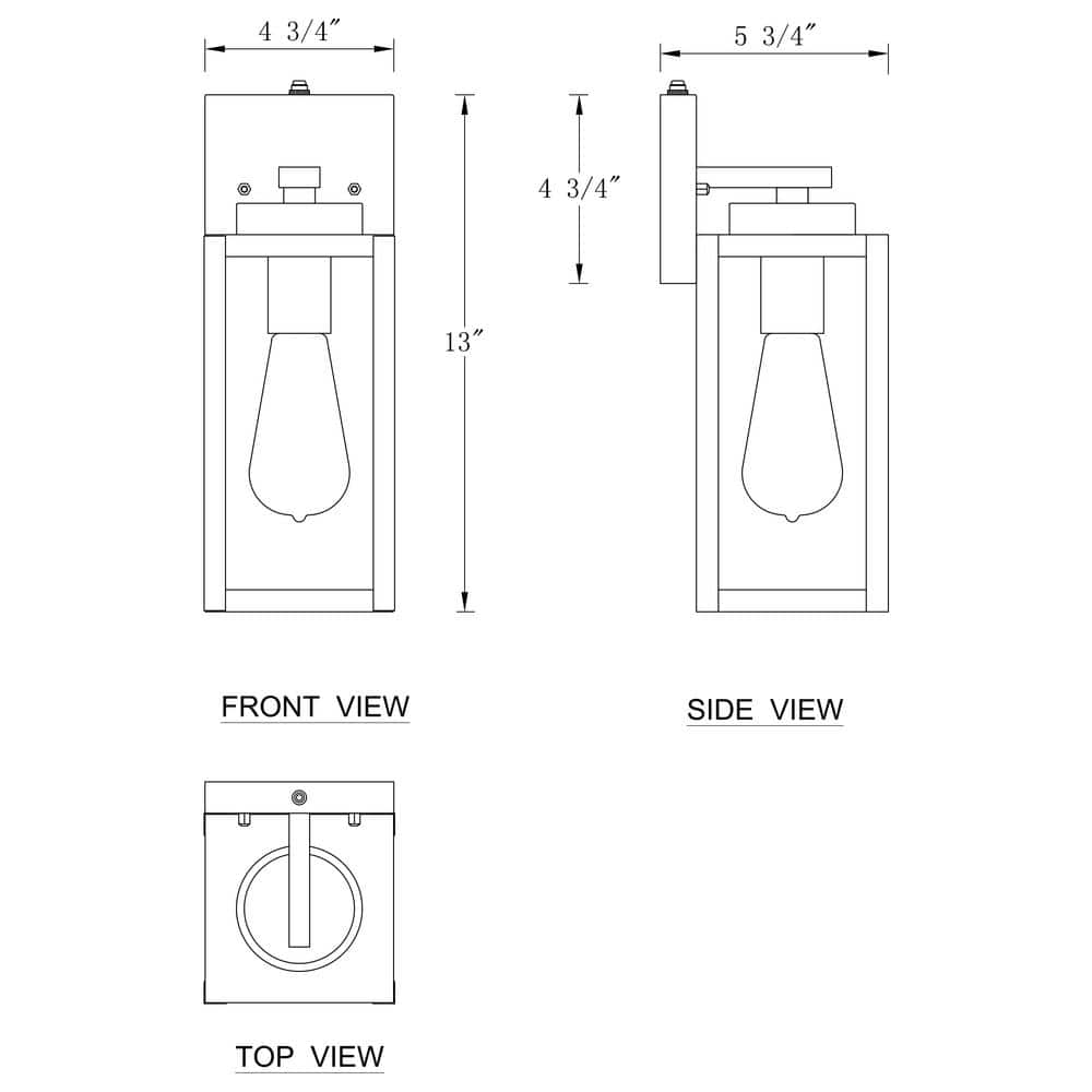 Matte Black Rectangular Outdoor Wall Sconce with Dusk to Dawn Sensor