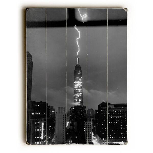 ArteHouse 18 in. x 24 in. "New York City, July 9, 1945, LIGHTNING by Underwood Photo Archive "Planked Wood" Wall Art