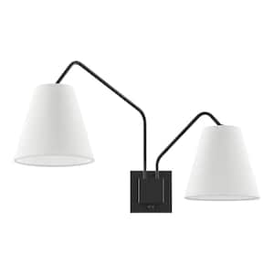 Hilley 32 in. 2-Light Matte Black Wall Sconce