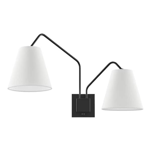 Home Decorators Collection Hilley 32 in. 2-Light Matte Black Wall Sconce