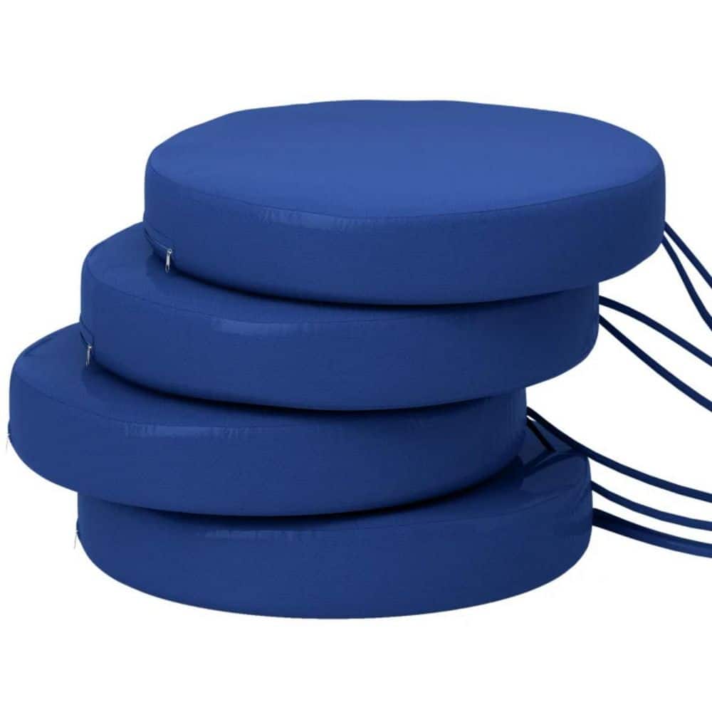 Navy Blue Polyester Round Outdoor Seat Cushion, Patio Dining Chair Cushions Machine Washable (4-Pack) price history on PriceWatchPro