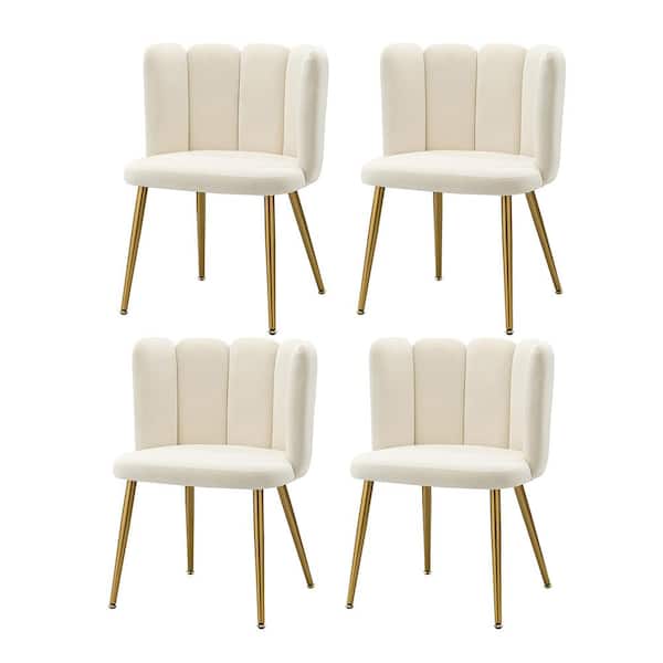 JAYDEN CREATION Bona Ivory Side Chair with Metal Legs Set of 4