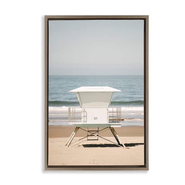 Stupell Industries Surf Shack on Shore by Crystal Lynn Collins Brown Floater Frame Coastal Graphic Art Print 25 in. x 17 in.