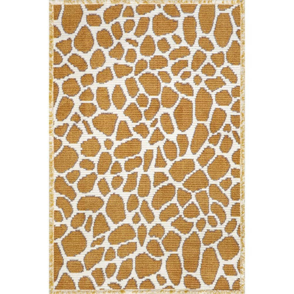 Mohawk Yellow & Black Leopard Print Area Rug, (8' x 10')